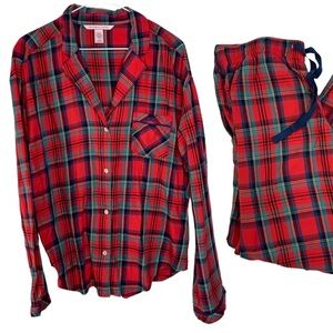 Victoria's Secret Red and Blue Plaid Pajama Bottoms